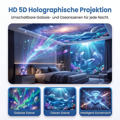 Offizieller Shop |✨🐳SCNDR® 360° Intelligenter Holografischer Sternenhimmel‑Projektor (HD Smart Dynamic 5D)