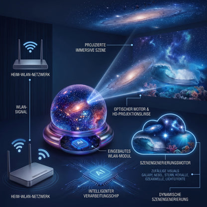 Offizieller Shop |✨🐳SCNDR® 360° Intelligenter Holografischer Sternenhimmel‑Projektor (HD Smart Dynamic 5D)