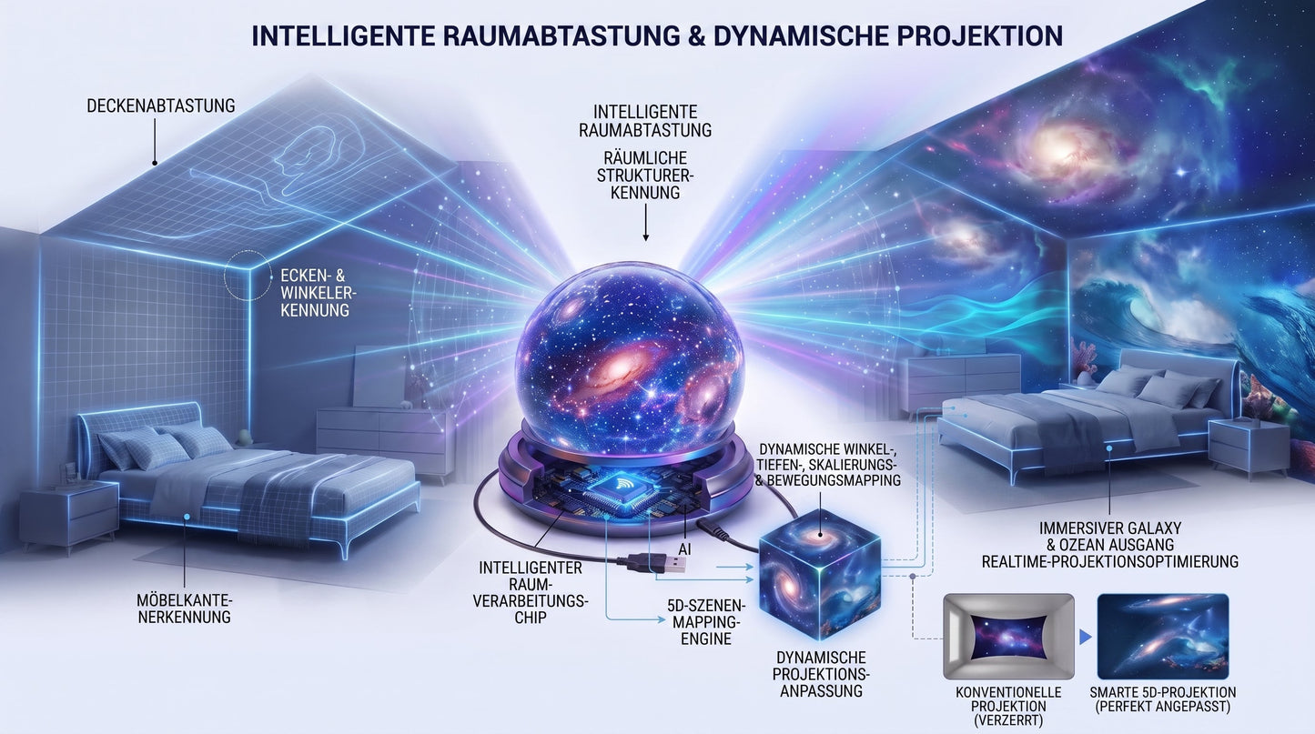 Offizieller Shop |✨🐳SCNDR® 360° Intelligenter Holografischer Sternenhimmel‑Projektor (HD Smart Dynamic 5D)