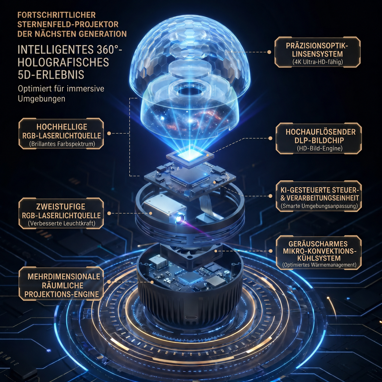 🐬🥰SCNDR® 360° Intelligenter Holografischer Sternenhimmel‑Projektor (HD Smart Dynamic 5D)