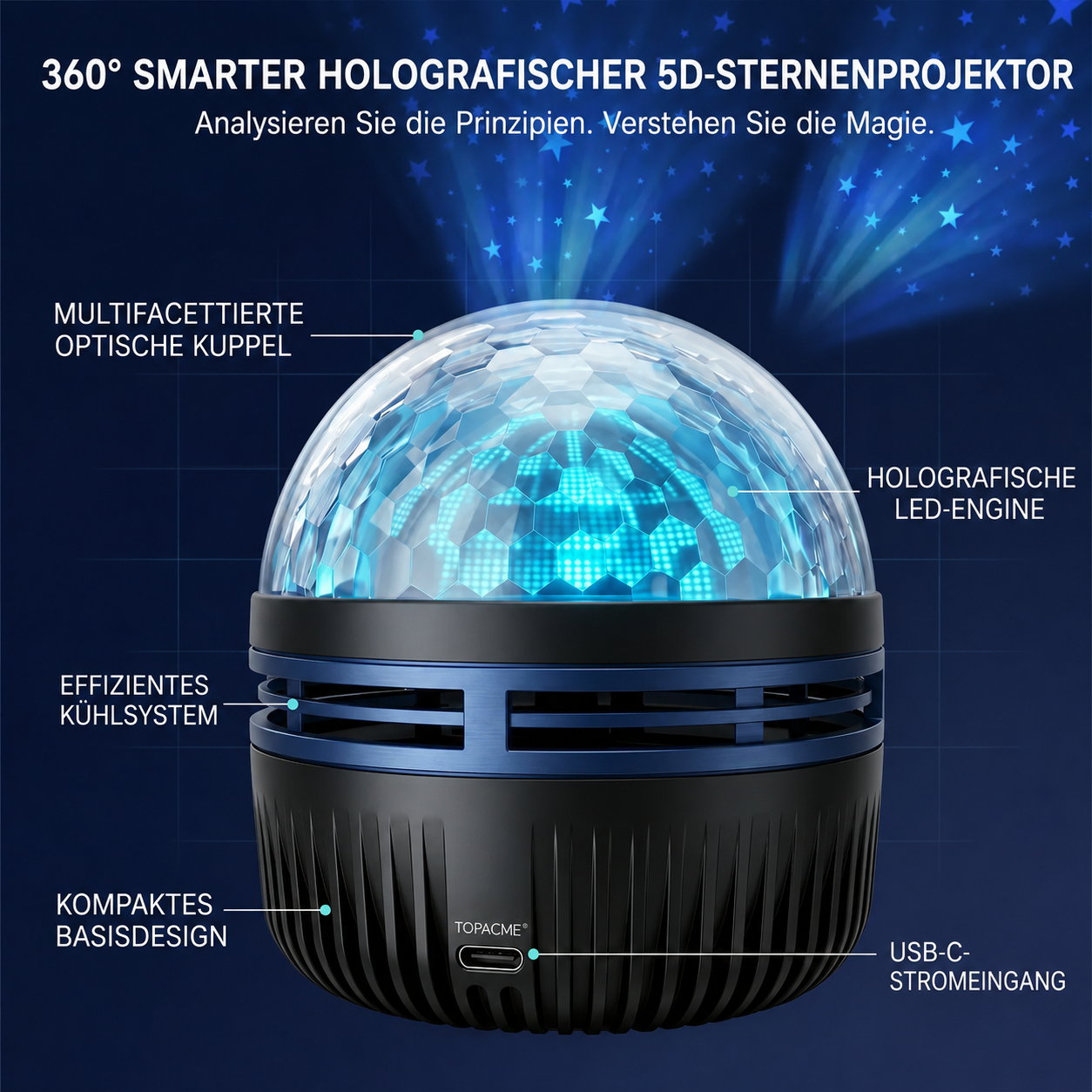 🐬🥰SCNDR® 360° Intelligenter Holografischer Sternenhimmel‑Projektor (HD Smart Dynamic 5D)