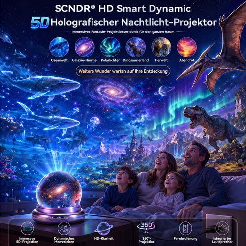 Offizieller Shop |✨🐳SCNDR® 360° Intelligenter Holografischer Sternenhimmel‑Projektor (HD Smart Dynamic 5D)
